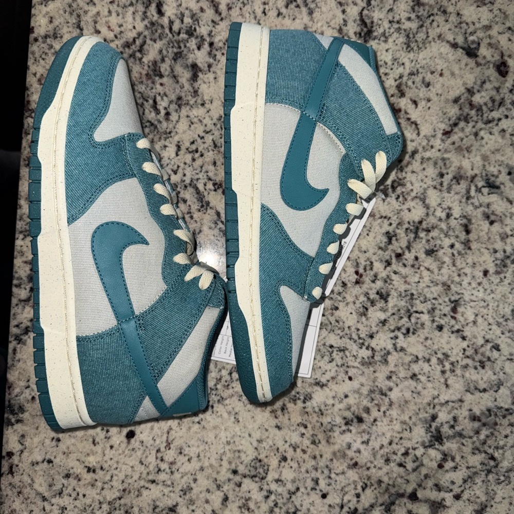 Nike Dunk Mid Teal and Cream Sneakers